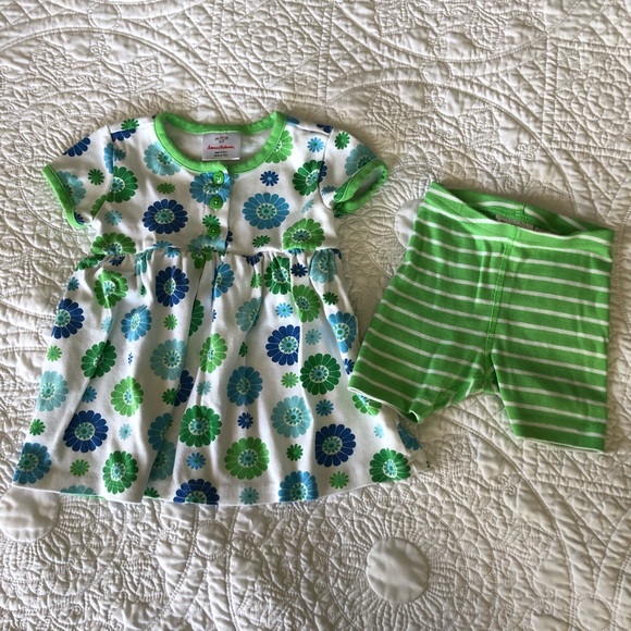 Hanna Andersson Size 80 Green Blue Dress Set - Picture 2 of 8